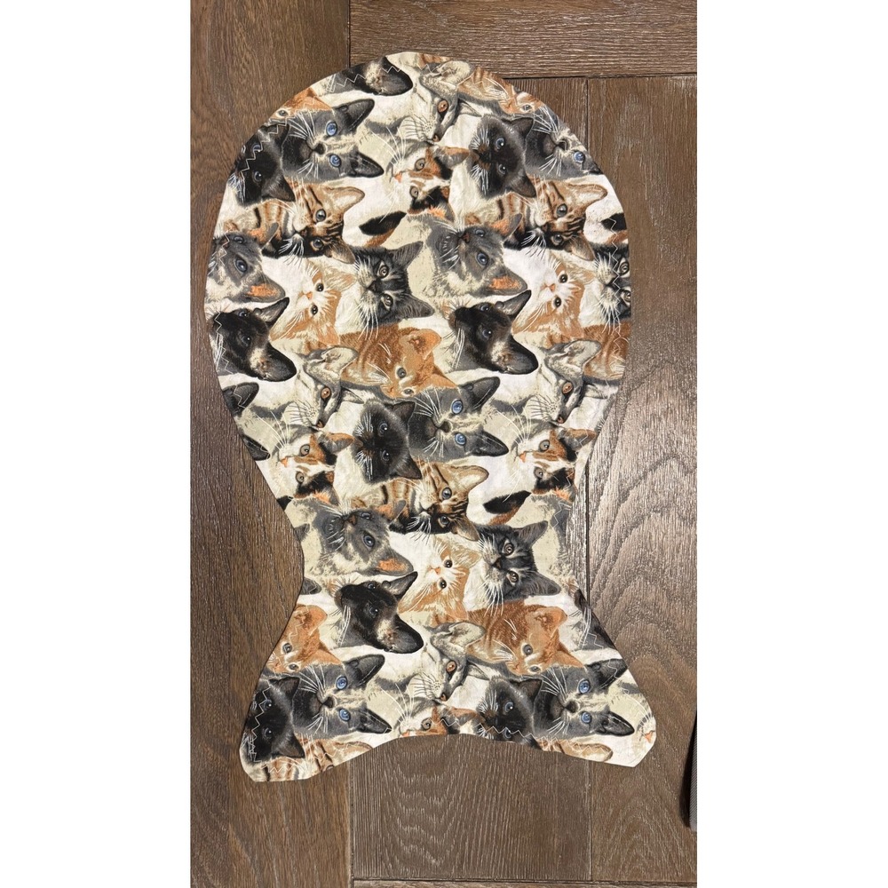 Handmade Reversible Cat Print and Leopard Animal Print cat food mat